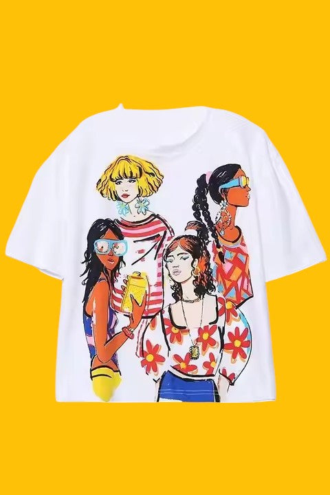 Summer Girl Gang Print T-shirt