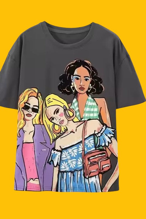 Summer Handbag Girl Print T-Shirt