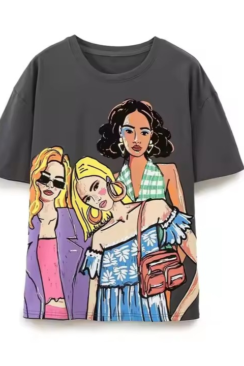 Summer Handbag Girl Print T-Shirt