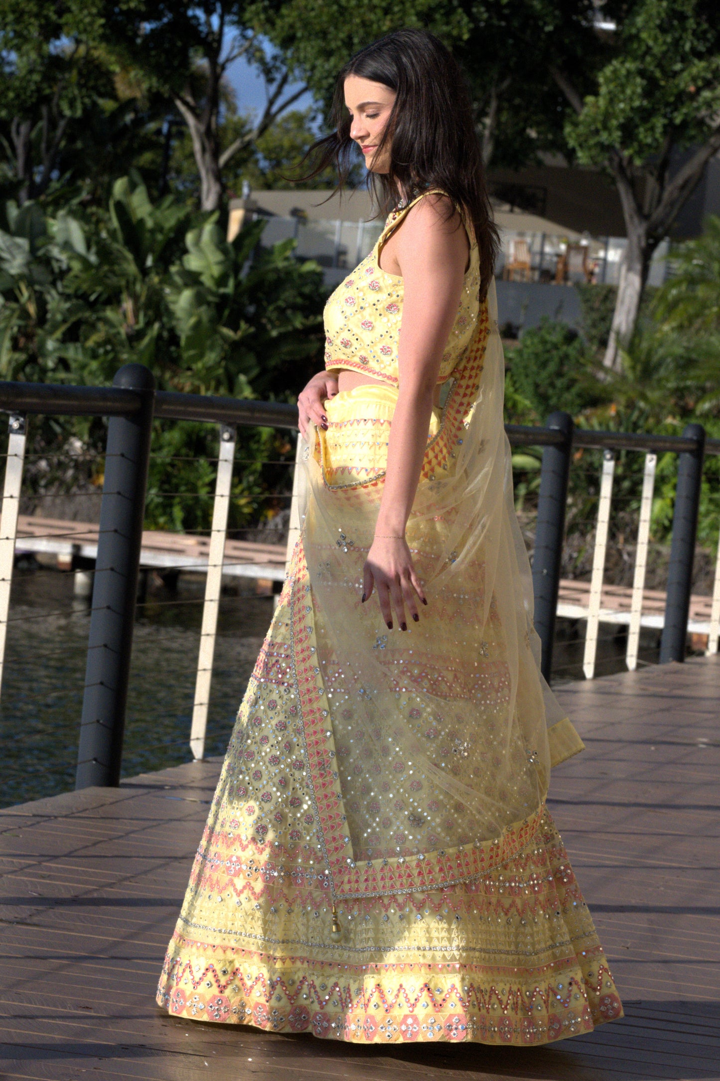 Dreamy Mirror Lehenga Set - Lemon Yellow