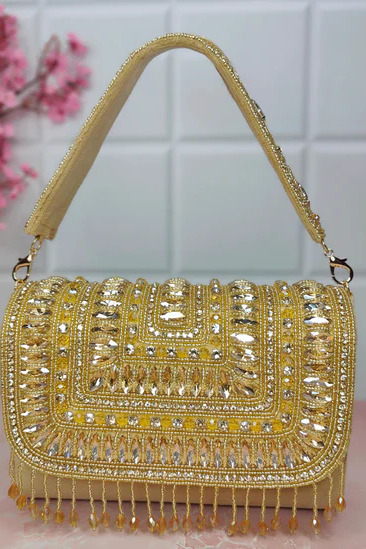 Crystal Elegance Satchel - Gold