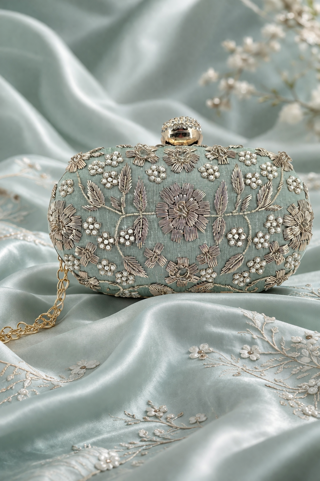 Golden Bloom Bag - Mint Green